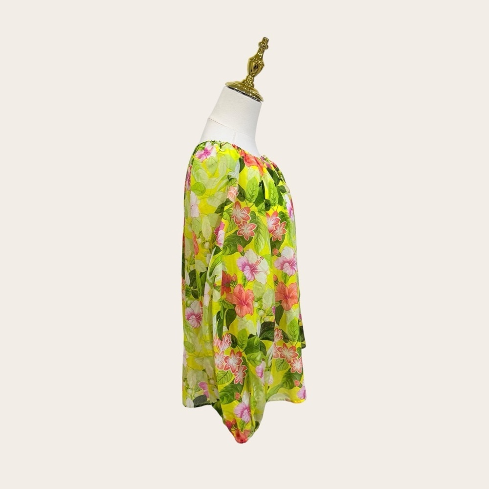 Tommy Bahama Small Happy Hour Flower Peasant Silk Blazing Yellow Top Blouse NWT - Picture 9 of 15